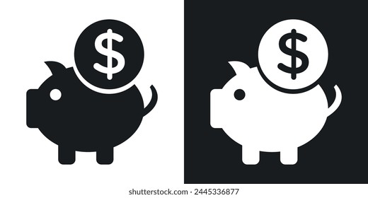 Savings Accumulation and Piggy Bank Icons. Financial Reserve and Capital Growth Symbols.