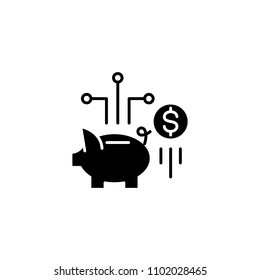 Savings black icon concept. Savings flat  vector symbol, sign, illustration.