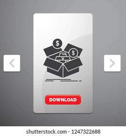 savings, box, budget, money, growth Glyph Icon in Carousal Pagination Slider Design & Red Download Button