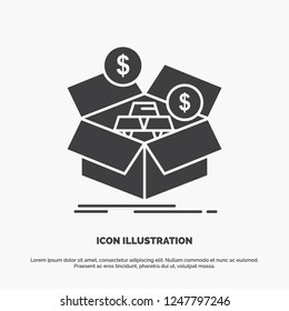 savings, box, budget, money, growth Icon. glyph vector gray symbol for UI and UX, website or mobile application