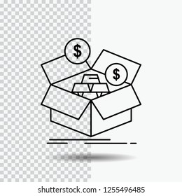 savings, box, budget, money, growth Line Icon on Transparent Background. Black Icon Vector Illustration