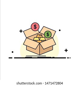 savings, box, budget, money, growth Flat Color Icon Vector