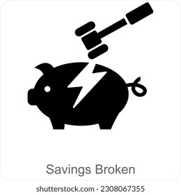 Savings Broken and debt icon concept