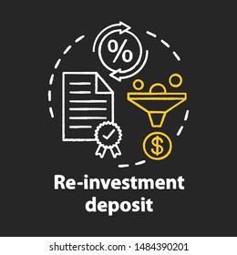 Savings chalk concept icon. Reinvestment deposit idea. Creating investment account. Full profit, interest percentage withdrawal. Financial services. Vector isolated chalkboard illustration