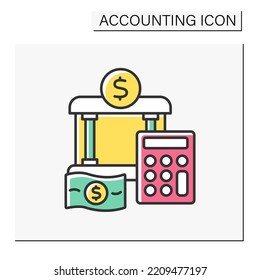 Savings Color Icon. Central, State, Or Local Government. Savings In Bank. Accounting Concept. Isolated Vector Illustration