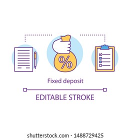 Savings Concept Icon. Fixed Deposit Idea Thin Line Illustration. Creating Investment Account. Getting Bigger Profits, Interest Until Maturity Date. Vector Isolated Outline Drawing. Editable Stroke