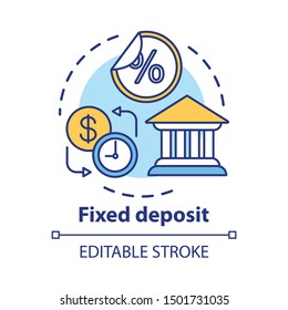 Savings Concept Icon. Fixed Deposit Idea Thin Line Illustration. Creating Investment Account. Getting Bigger Profits, Interest Until Maturity Date. Vector Isolated Outline Drawing. Editable Stroke