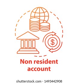 Savings concept icon. Non resident account idea thin line illustration. Banking plan, agreement for foreigners. Keeping savings abroad. Vector isolated outline drawing