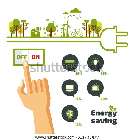 Savings concept, switch off, energy concept, idea abstract infographic layout, vector illustration