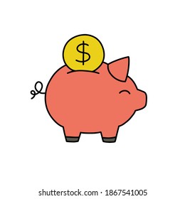 icono de doodle de ahorro, ilustración vectorial