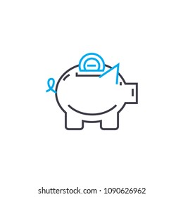 Savings fund vector thin line stroke icon. Savings fund outline illustration, linear sign, symbol concept.