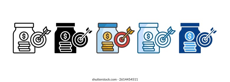 Savings Goal Icon Set Multiple Style Collection