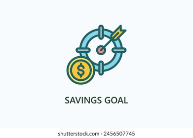 Ilustración De Vector De Objetivo De Ahorro, Icono O Signo De Logotipo