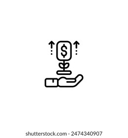 savings grow up outline icon and illustration