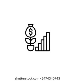 savings grow outline icon and illustration