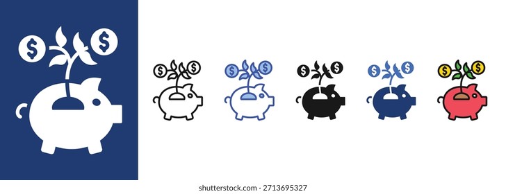 El ícono de crecimiento de ahorros establece una colección de varios estilos
No.
