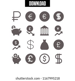 savings icon. 16 savings vector set. pound, peso, piggy bank and pound sterling icons for web and design about savings theme