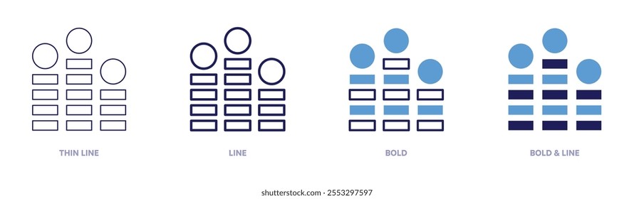 Sparsymbol in 4 verschiedenen Stilen. Dünne Linie, Linie, Fett und Fette Linie. Duotone-Stil. Bearbeitbarer Strich.