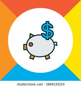 Savings icon colored line symbol. Premium quality isolated piggy bank element in trendy style.