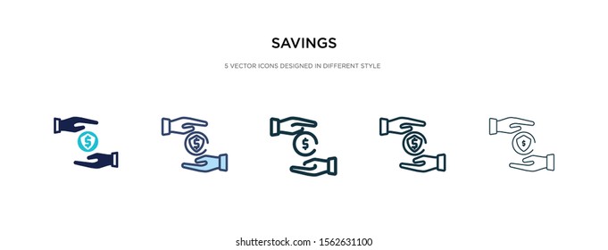 savings icon in different style vector illustration. two colored and black savings vector icons designed in filled, outline, line and stroke style can be used for web, mobile, ui