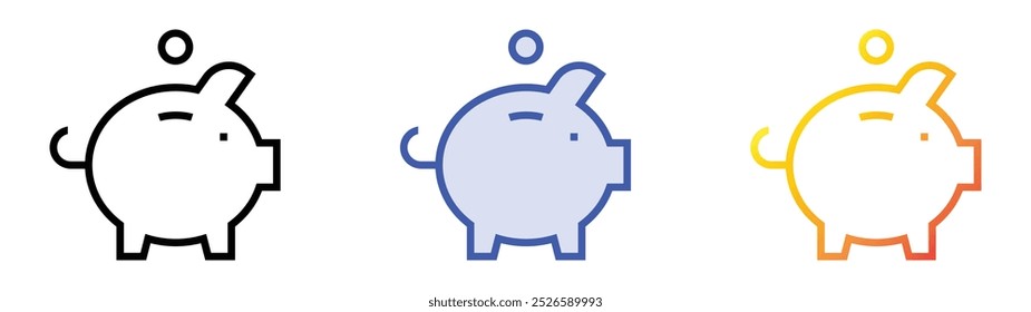savings icon. Linear, Blue Fill and Gradient Style Design Isolated On White Background