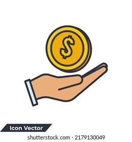 ilustración vectorial del logotipo del icono de ahorro. ahorra dinero, mano tenedor de dólares plantilla de símbolo para colección de diseño gráfico y web