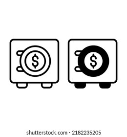 savings icon with outline and solid line style. Suitable for website design, logo, app and ui.
