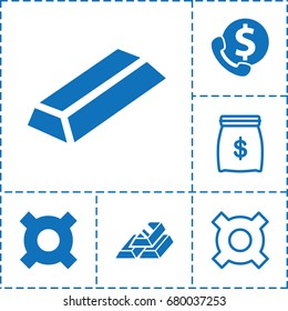 Savings icon. set of 6 savings filled and outline icons such as gold, gold bar, money sack, bank support