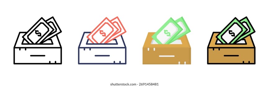 Savings icon set multiple style collection