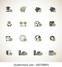 Savings icon set - piggy bank icons