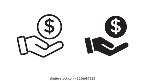 Savings icon set in Thin line black color.