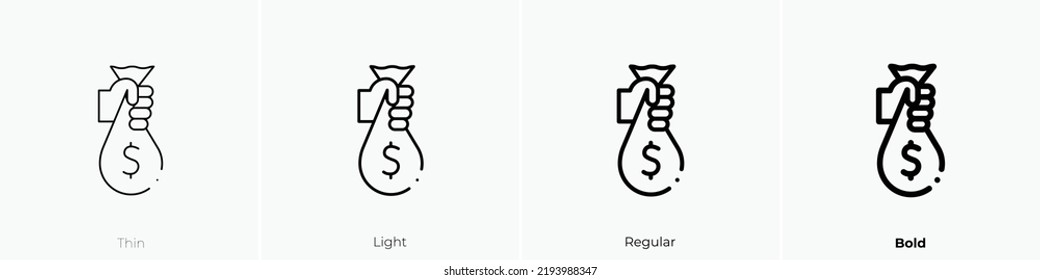 savings icon. Thin, Light Regular And Bold style design isolated on white background