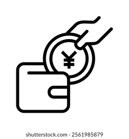 Savings icon	vector illustration. Yen currency