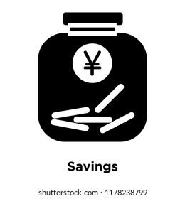 Savings icon vector isolated on white background, logo concept of Savings sign on transparent background, filled black symbol