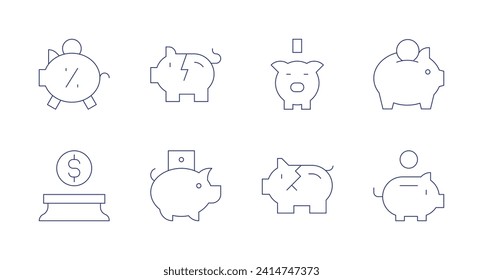 Savings icons. Editable stroke. Containing piggybank, saving, savemoney, nosavings, savings.