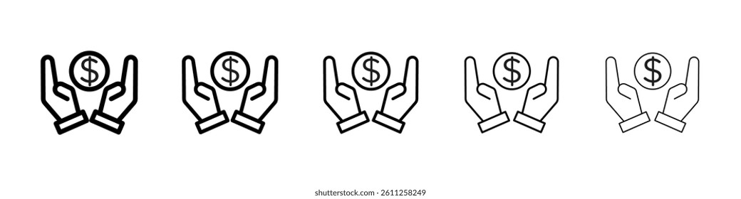 Savings icons vector set in different stroke line style