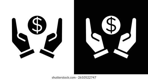 Savings icons vector set in solid flat style