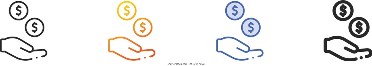 icono de ahorro. Diseño lineal delgado, degradado, trazo azul y estilo audaz aislado sobre fondo blanco