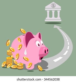 Savings and investment concept with a pink piggy bank or money-box making for a bank account. 