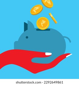 Savings. Investment. Piggy bank with coins