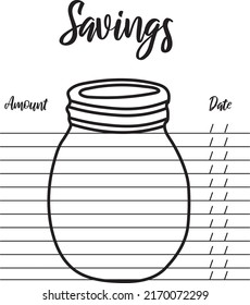 Savings Jar, Savings Planner, financial planner and Money Savings.
