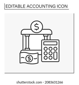 Savings Line Icon. Central, State, Or Local Government. Savings In Bank. Accounting Concept. Isolated Vector Illustration. Editable Stroke