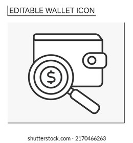  Savings line icon. Searching for additional money. Wealth. Wallet concept. Isolated vector illustration.Editable stroke
