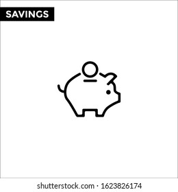 Savings line icon and solid vector sign, linear outline logo design illustration on white backround