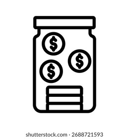 Icono de línea de ahorro, Vector, píxel perfecto, archivo ilustrador 