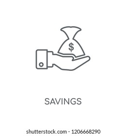 Savings linear icon. Savings concept stroke symbol design. Thin graphic elements vector illustration, outline pattern on a white background, eps 10.