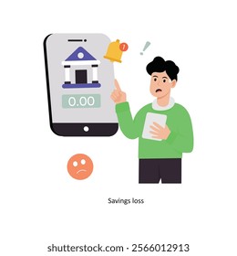 Savings loss   concept vector illustration. Inflation isolated On white Background.          