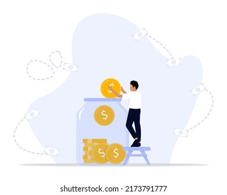 Savings money concept illustration. vector illustration for finance, deposit, 
economy, investment, banking, concept