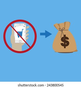 Savings money, shopping online concept