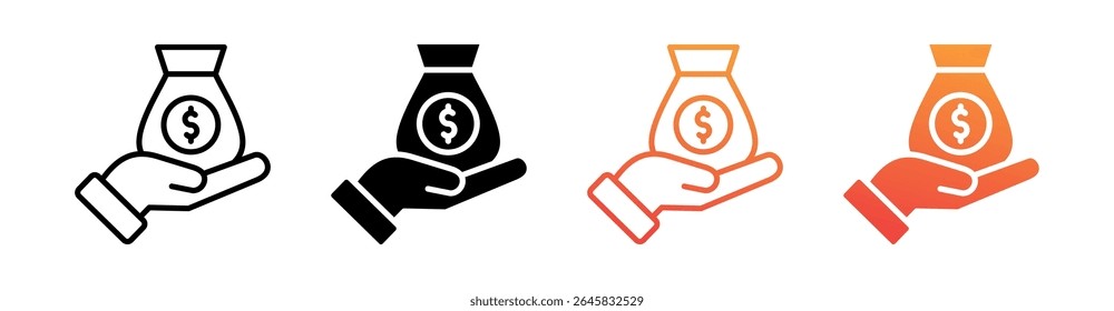 Ahorros Multi Style Icon Set Vector